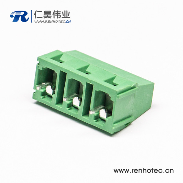 绿色的接线端子直式3芯穿孔式pcb板螺钉式连接器