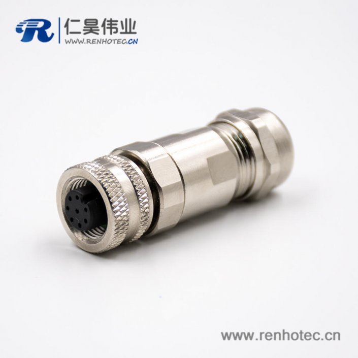 M128芯连接器A扣母头直式带屏蔽接线螺丝锁线组装接头传感器