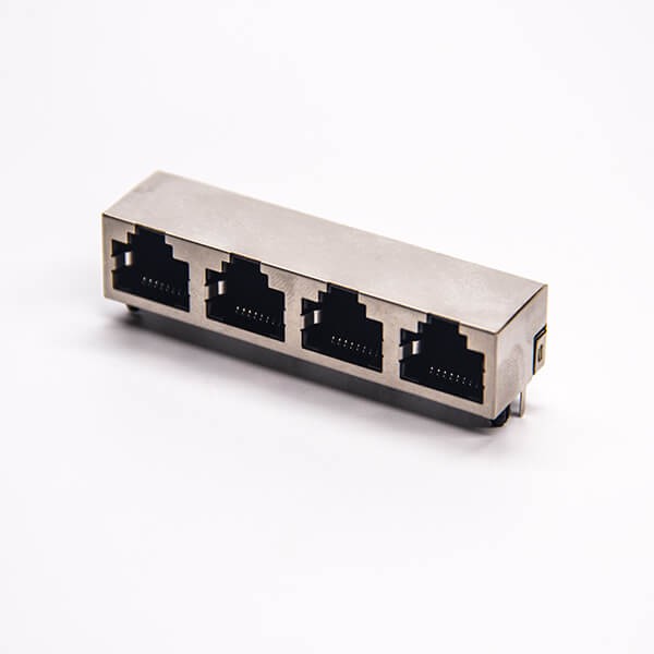 rj45带屏蔽座1*4弯式8p8c穿孔式接PCB板