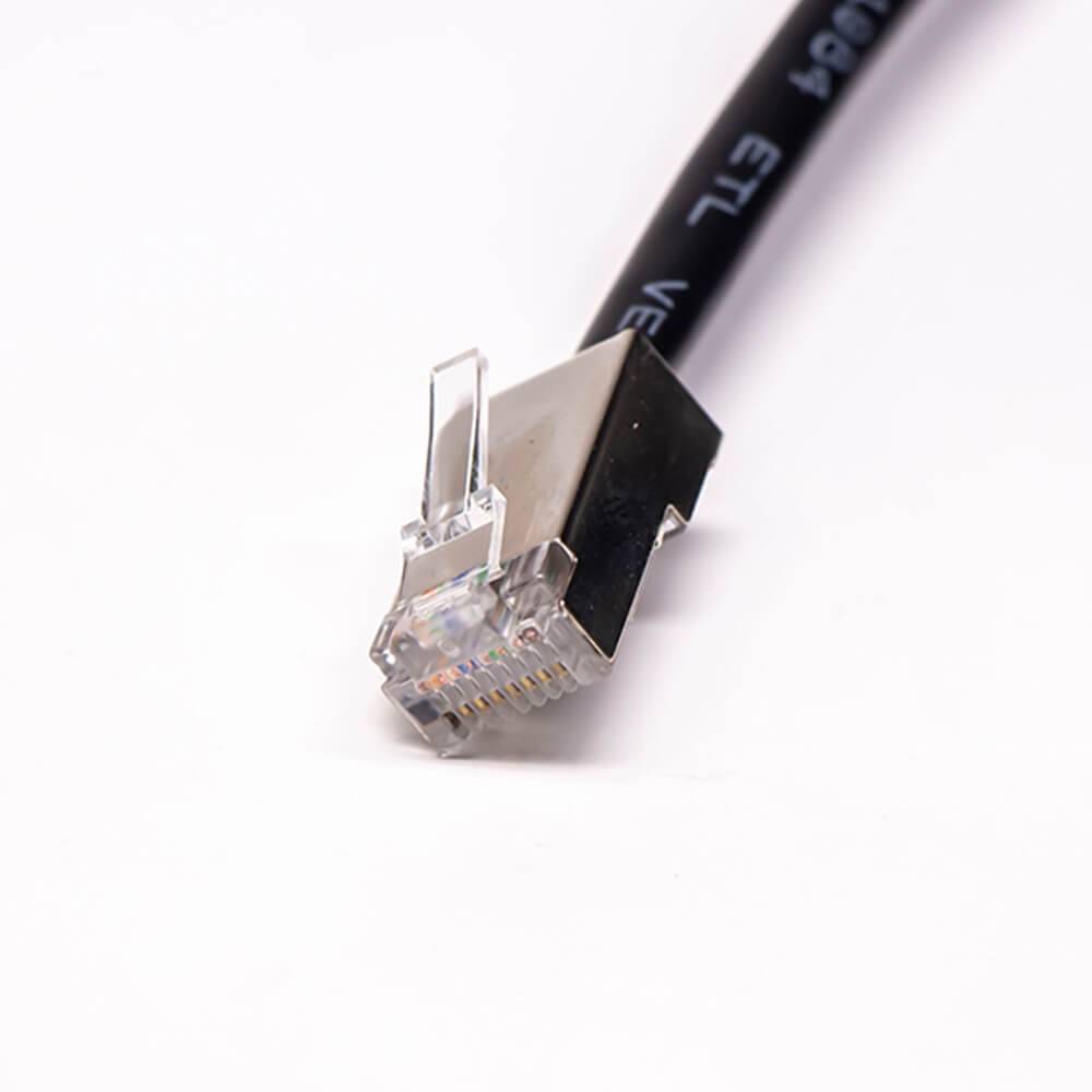 RJ45连接器前锁母转公线材防水IP67直式